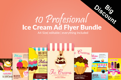 10 Ice Cream Shop Flyers Bundle