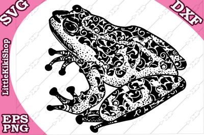 Zentangle Frog Svg, MANDALA FROG SVG, Frog cut file
