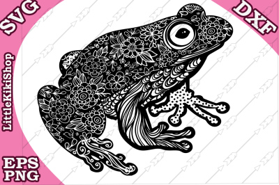 Zentangle Frog Svg, MANDALA FROG SVG, Frog cut file