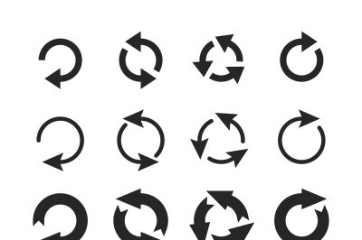 Circle arrow icon. Round arrows, circular pointing sign and circles bu