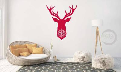 Deer Head Cut File Antlers Deer Snowflakes Christmas Vector Silhouette