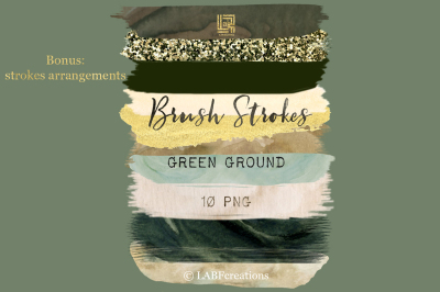 Green Ground. Brush Strokes Clip Art.
