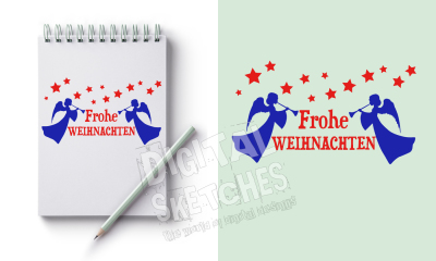Angel Cut File Saying Frohe Weihnachten Stars .SVG .DXF