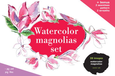 Watercolor magnolias for wedding