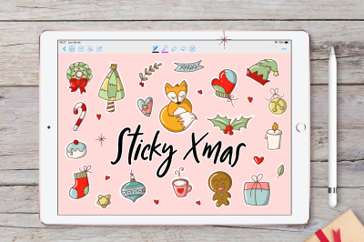 Xmas Clipart, iPad stickers for Goodnotes