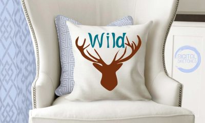 Deer Head Antlers Wild Saying Cut File Vector Silhouette .SVG .DXF