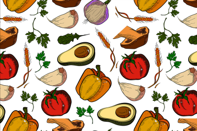 Colored healthy food pattern