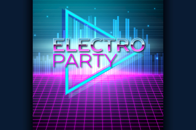 Futuristic background 80s style. Retro party