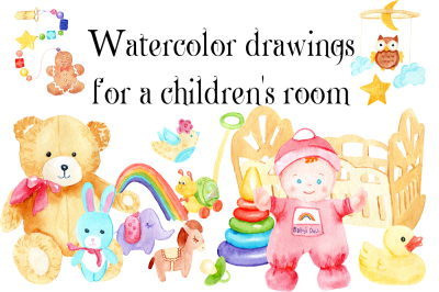 watercolor paintings Children's set