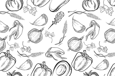 Healthy food Vector pattern of hand drawing