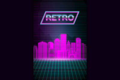 Retro futuristic background 80s style