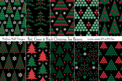 Red, Green & Black Christmas Tree Patterns