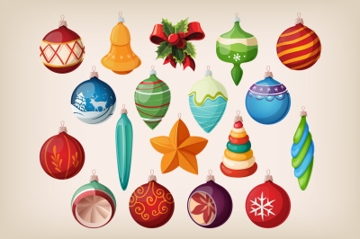 Set of vintage christmas balls.