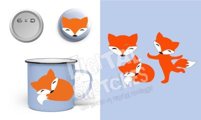 Fox Foxes Animals Set Cut File Vector Silhouette.SVG .DXF