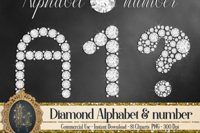 81 Diamond Alphabet, Number, Symbol Clip Arts Not a Font