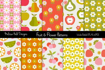 Retro Fruit & Flower Patterns