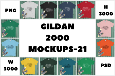 MEGA BUNDLE 21 Gildan 2000 Tshirt Mockups For Only 5$