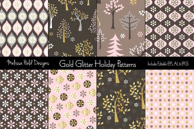  Gold Glitter Holiday Patterns