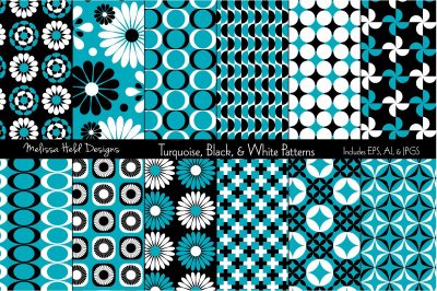 Turquoise, Black & White Patterns