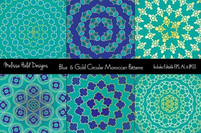  Blue & Gold Moroccan Circular Patterns