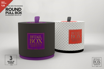 Round Pull Box Packaging Mockup