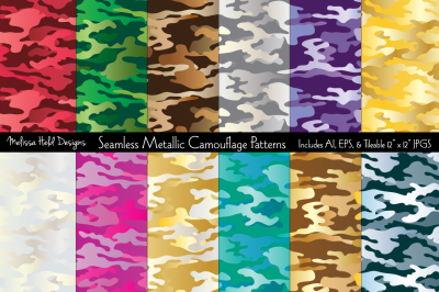 Seamless Metallic Camouflage Patterns