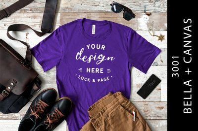 Download Male Team Purple Bella Canvas 3001 T-Shirt Mockup PSD ...