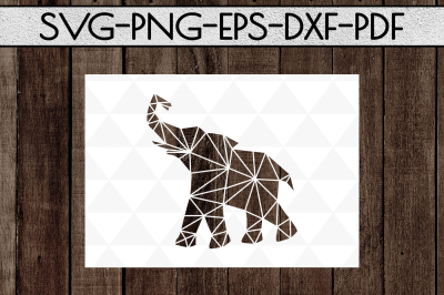 Geometric Elephant Card SVG Cutting File, Nursery Papercut, DXF, PDF