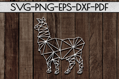 Geometric Llama SVG Cutting File, Kids Card Template, DXF, PDF