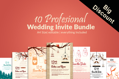 10 Wedding Invitation Cards Bundle