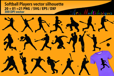 Softball svg silhouette / softball players Svg / softball Silhouette