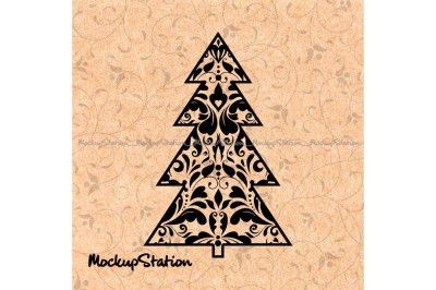 Christmas Tree Mandala SVG Zentangle Boho Winter Decor Png