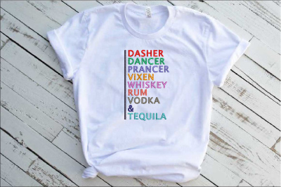 Embroidery Dasher Dancer Prancer Vixen Tequila Rum Vodka Whiskey 242b