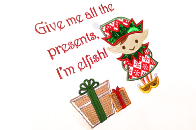Elfish Christmas Elf Pun | Applique Embroidery