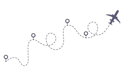 Airplane dotted route line. Flight tourism route path&2C; plane flights i