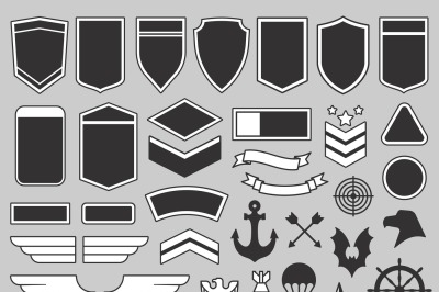 Military patches. Army soldier emblem, troops badges and air force ins