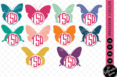 Butterfly Svg&2C; Monogram Svg&2C; Circle Frames&2C; Cuttable Design&2C;  Cut file