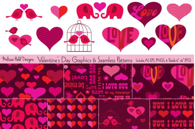 Valentine&#039;s Day Graphics &amp; Seamless Patterns