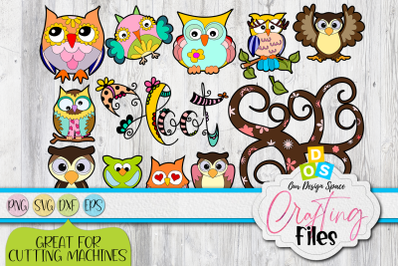 Owl SVG, PNG, DXF and EPS Bundle