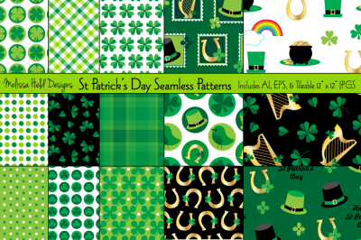 Saint Patrick&#039;s Day Seamless Patterns