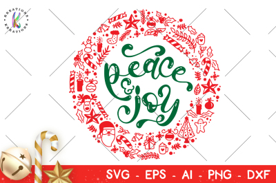 Download Download Peace and Joy svg Christmas wreath svg hand drawn ...