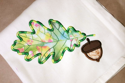 Fall Oak Leaf and Acorn Duo | Applique Embroidery