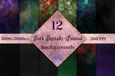 Dark Digitally-Painted Backgrounds - 12 Image Set