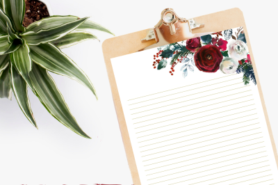 Floral Stationary for Christmas, Writing Paper, Printables