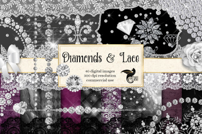 Diamonds and Lace Digital Scrapbooking Kit