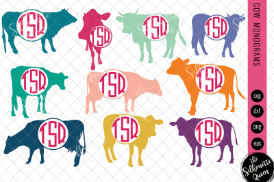 Cow Svg, Monogram Svg, Circle Frames, Cuttable Design, Cut files, Silh