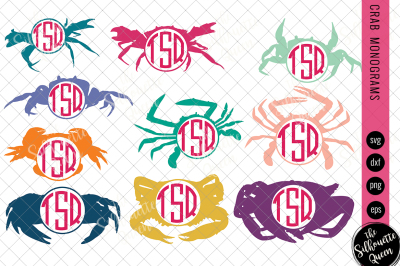 Crab Svg&2C; Monogram Svg&2C; Circle Frames&2C; Cuttable Design&2C; Nautical Cut f