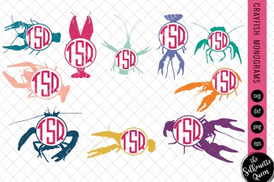 Crayfish Svg&2C; Monogram Svg&2C; Circle Frames&2C; Cuttable Design&2C; Cut files&2C;