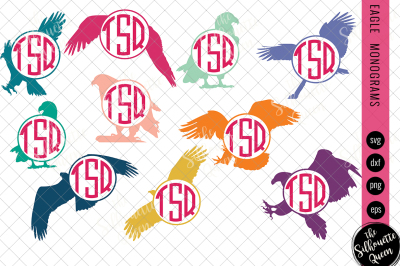 Eagle Svg&2C; Monogram Svg&2C; Circle Frames&2C; Cuttable Design&2C; Cut files&2C; Si