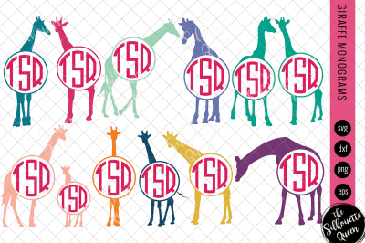 Giraffe Svg, Monogram Svg, Circle Frames, Cuttable Design, Cut files, 